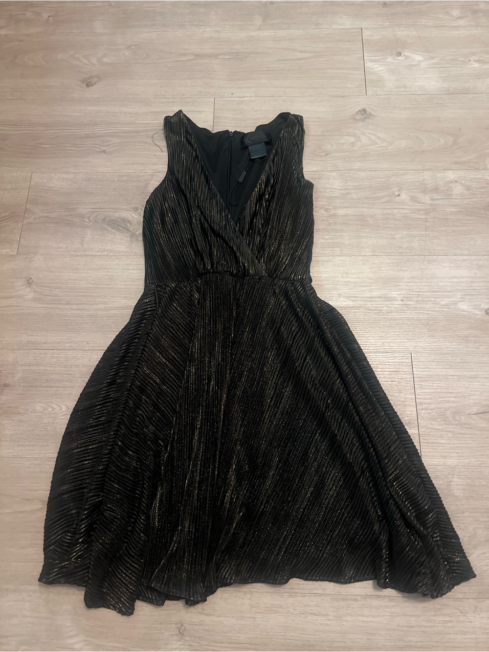 Kardashian Kollection Black Dress with Gold Sheen Midi